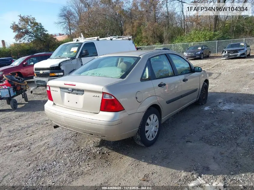 1FAFP34N96W104334 2006 Ford Focus Zx4