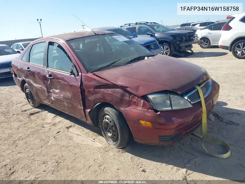 1FAFP34N16W158758 2006 Ford Focus Zx4