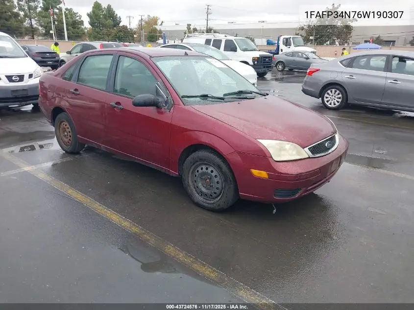 1FAFP34N76W190307 2006 Ford Focus Zx4