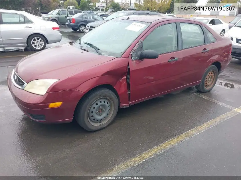 1FAFP34N76W190307 2006 Ford Focus Zx4