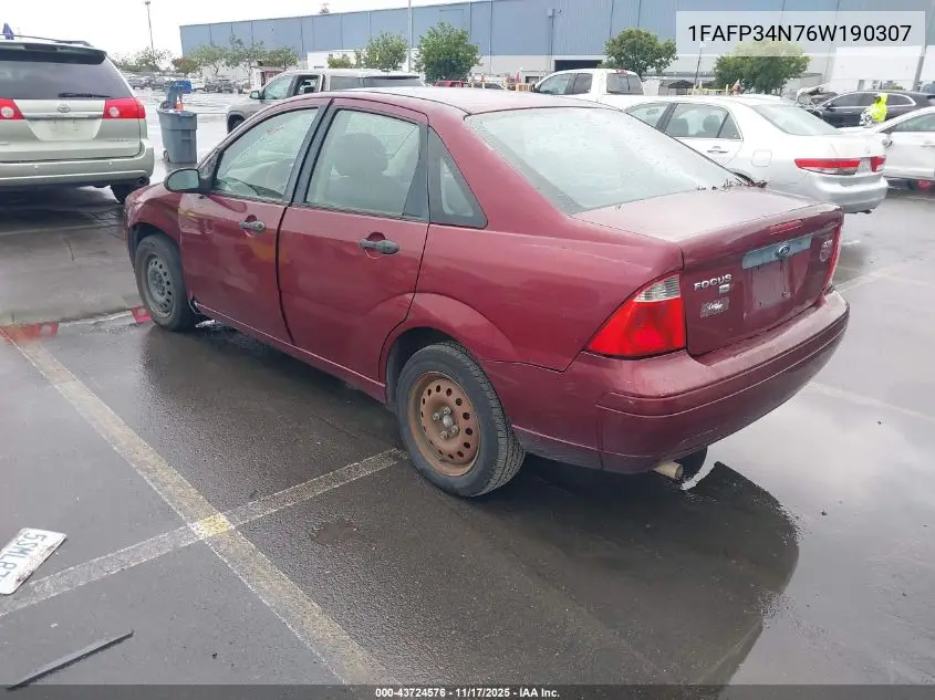 1FAFP34N76W190307 2006 Ford Focus Zx4