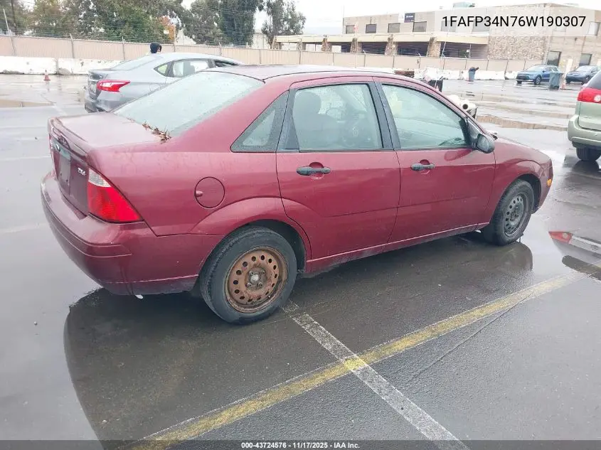 1FAFP34N76W190307 2006 Ford Focus Zx4