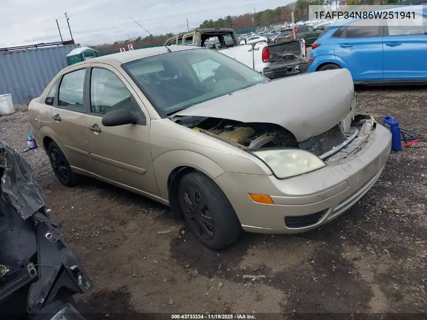 1FAFP34N86W251941 2006 Ford Focus Zx4