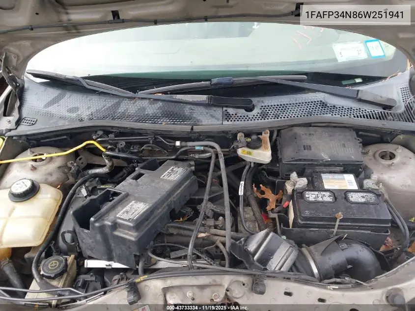 1FAFP34N86W251941 2006 Ford Focus Zx4