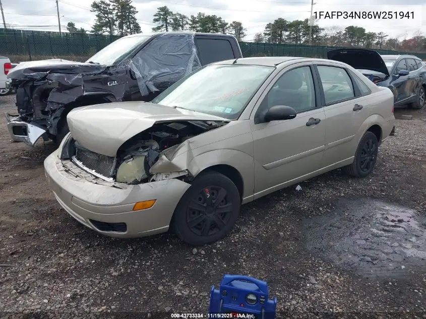 1FAFP34N86W251941 2006 Ford Focus Zx4