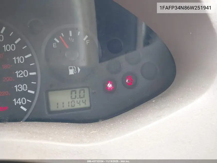 1FAFP34N86W251941 2006 Ford Focus Zx4