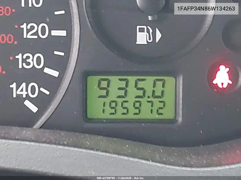 1FAFP34N86W134263 2006 Ford Focus Zx4