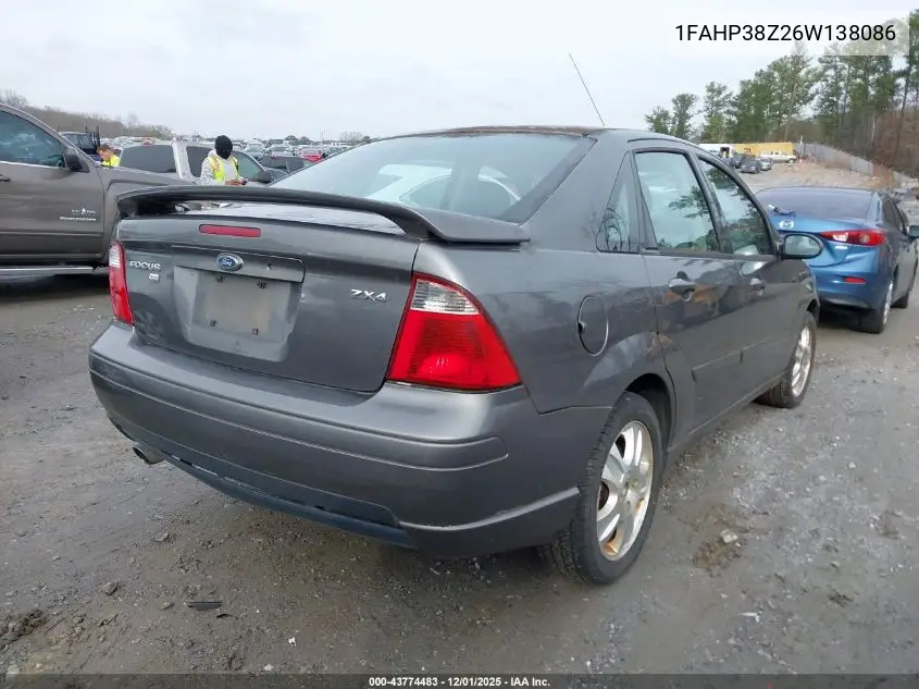 1FAHP38Z26W138086 2006 Ford Focus Zx4
