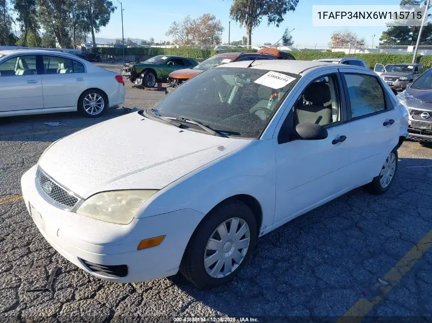 1FAFP34NX6W115715 2006 Ford Focus Zx4