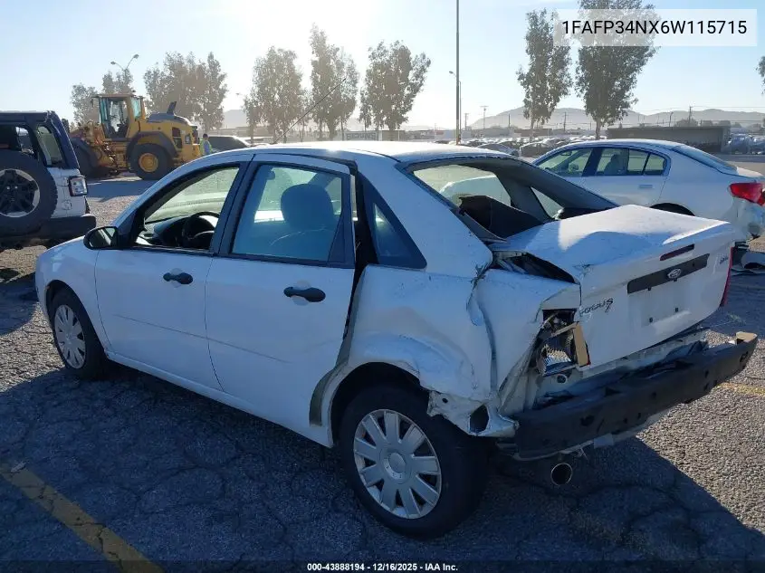 1FAFP34NX6W115715 2006 Ford Focus Zx4