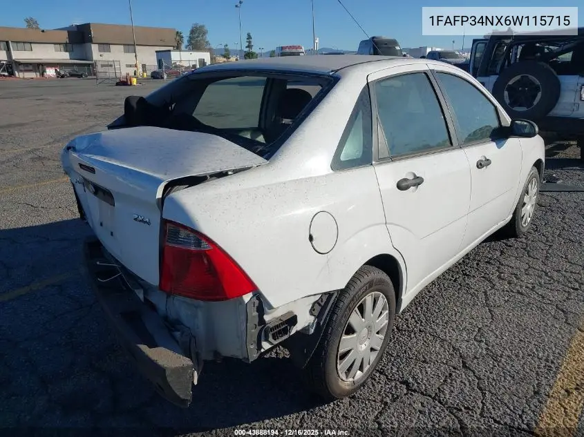 1FAFP34NX6W115715 2006 Ford Focus Zx4