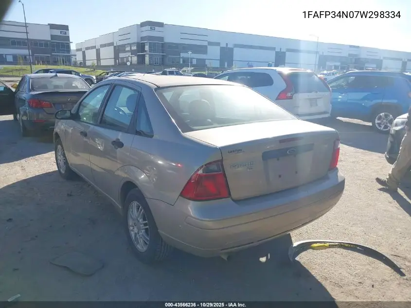1FAFP34N07W298334 2007 Ford Focus S/Se/Ses