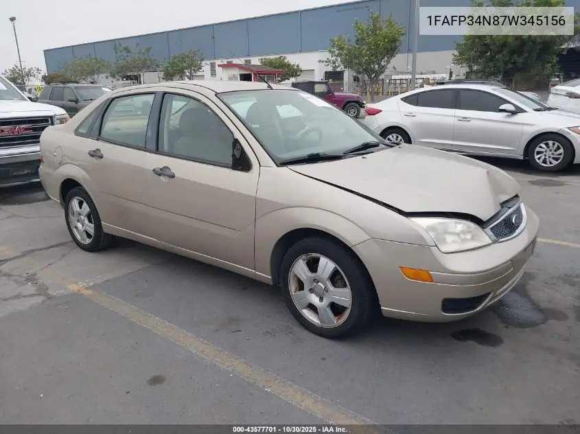 1FAFP34N87W345156 2007 Ford Focus S/Se/Ses