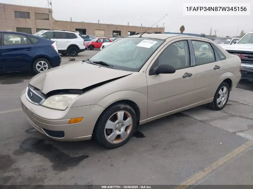 1FAFP34N87W345156 2007 Ford Focus S/Se/Ses