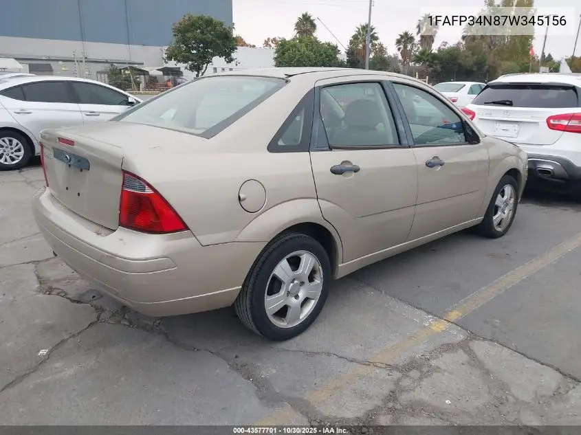 1FAFP34N87W345156 2007 Ford Focus S/Se/Ses