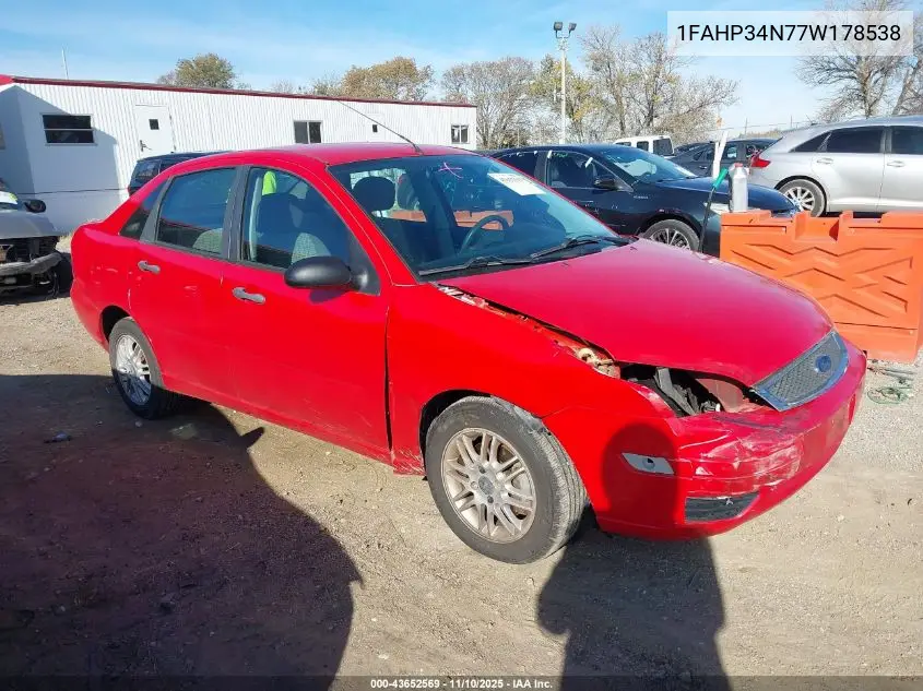 1FAHP34N77W178538 2007 Ford Focus S/Se/Ses