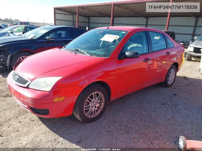 1FAHP34N77W178538 2007 Ford Focus S/Se/Ses