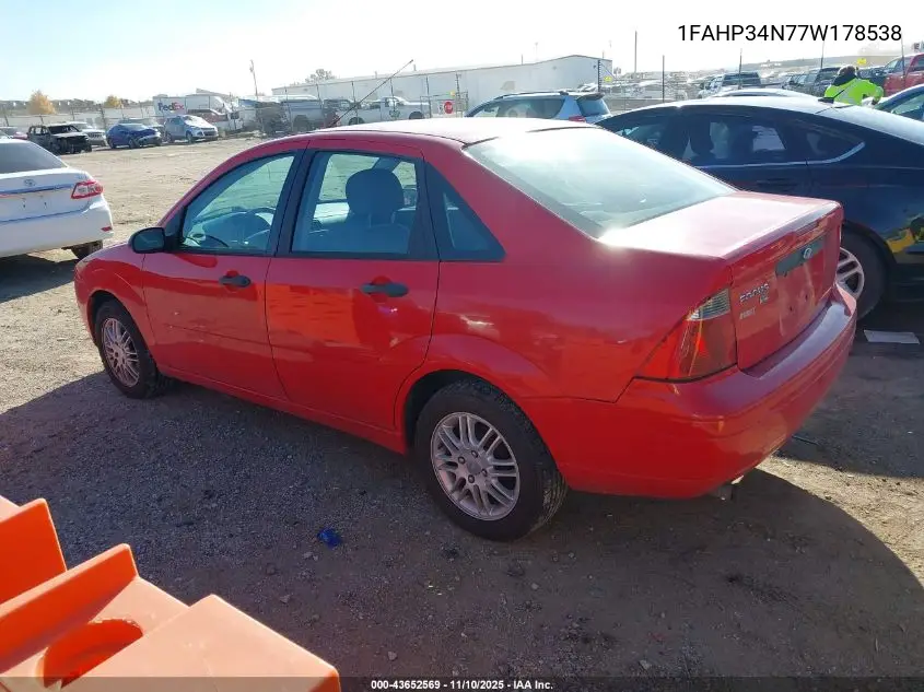 1FAHP34N77W178538 2007 Ford Focus S/Se/Ses