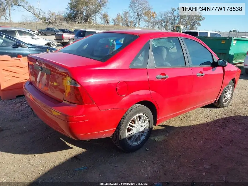 1FAHP34N77W178538 2007 Ford Focus S/Se/Ses