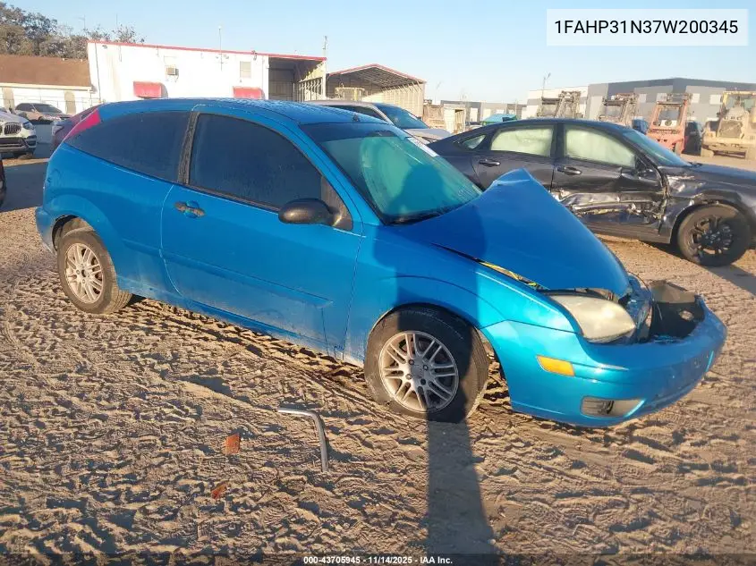 1FAHP31N37W200345 2007 Ford Focus S/Se/Ses