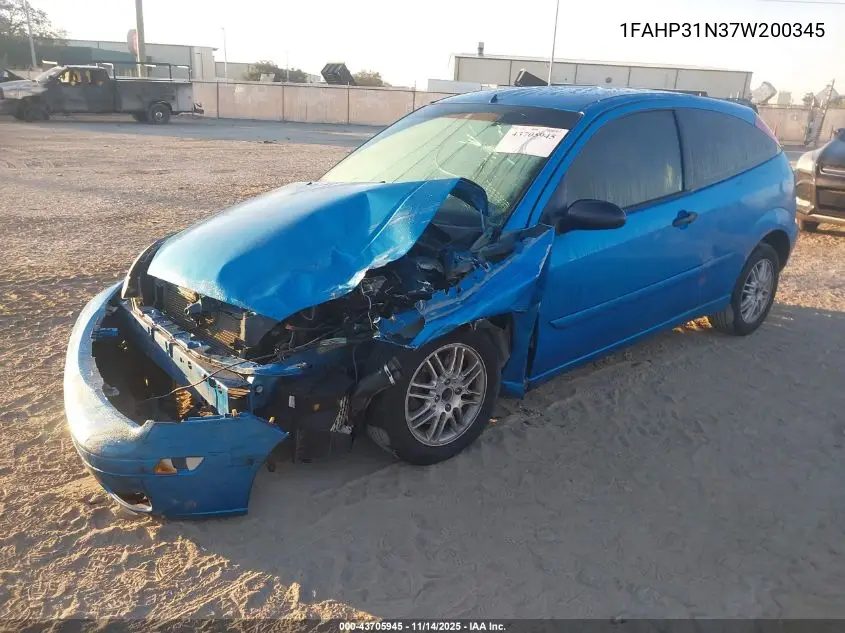 1FAHP31N37W200345 2007 Ford Focus S/Se/Ses