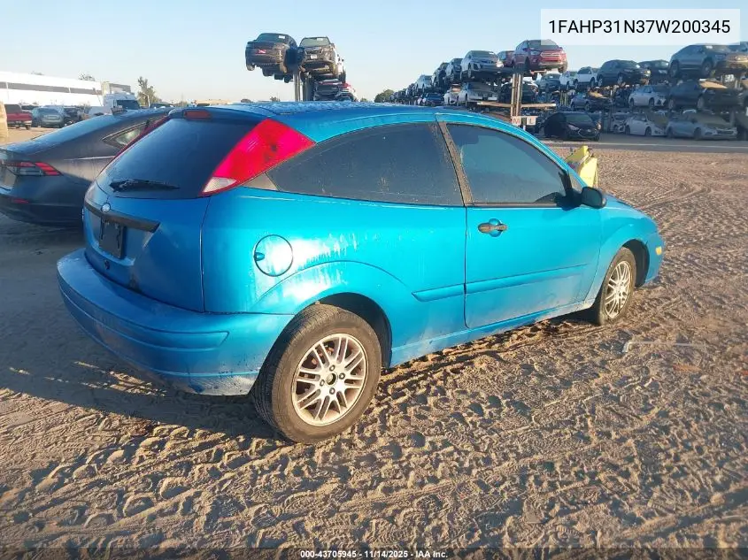 1FAHP31N37W200345 2007 Ford Focus S/Se/Ses