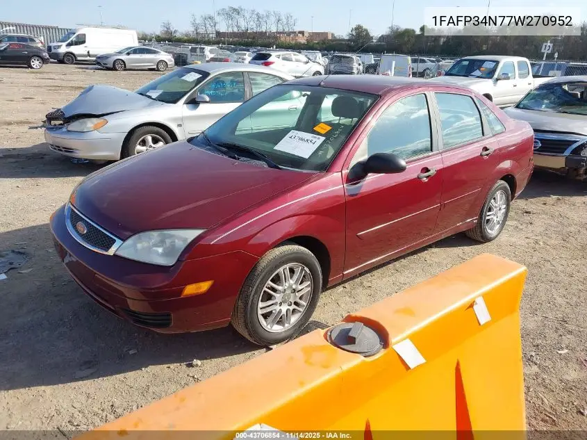 1FAFP34N77W270952 2007 Ford Focus S/Se/Ses
