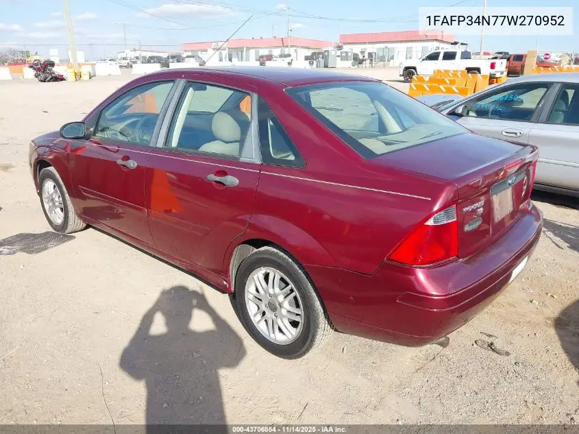 1FAFP34N77W270952 2007 Ford Focus S/Se/Ses