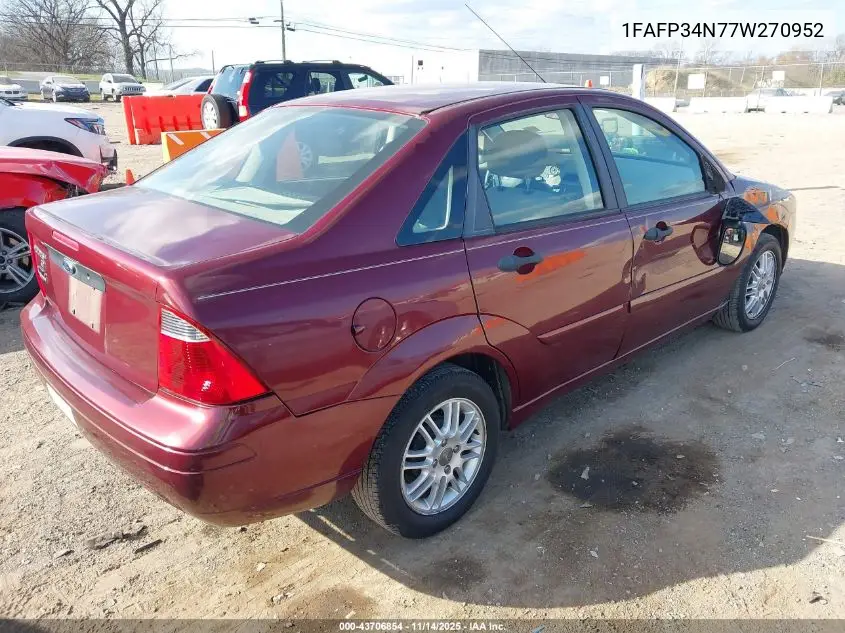 1FAFP34N77W270952 2007 Ford Focus S/Se/Ses