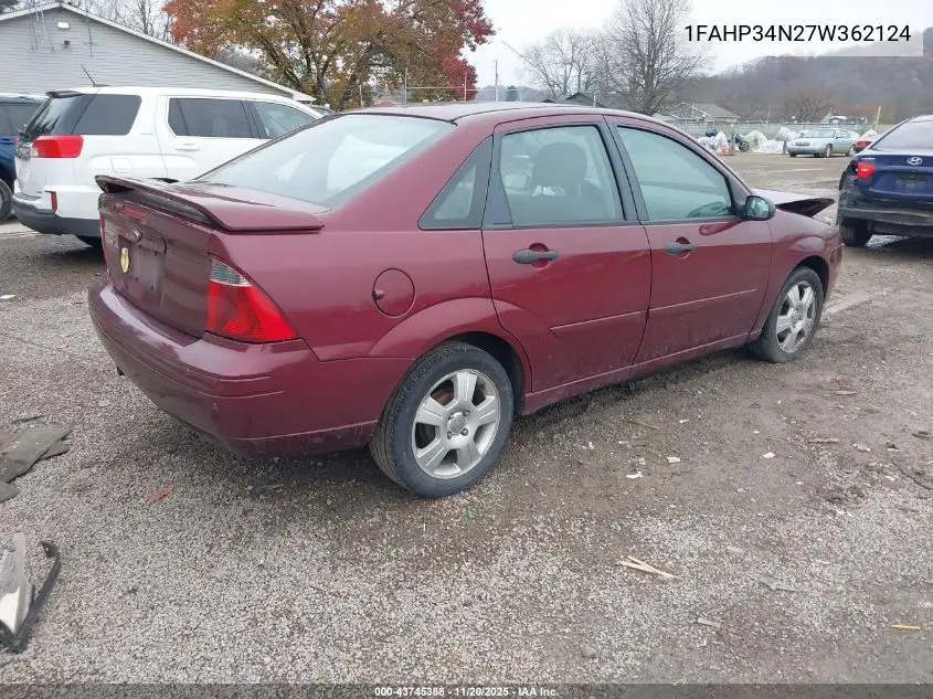 1FAHP34N27W362124 2007 Ford Focus S/Se/Ses