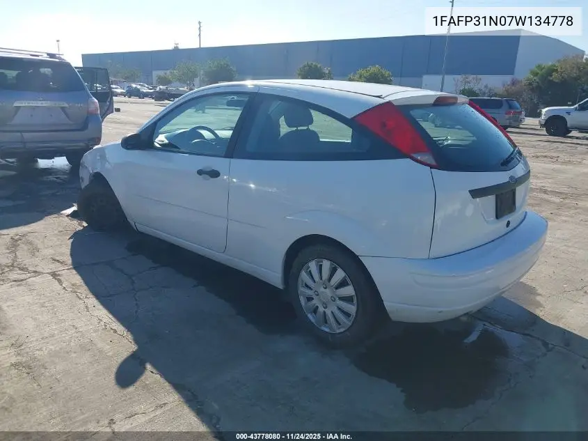 1FAFP31N07W134778 2007 Ford Focus S/Se/Ses