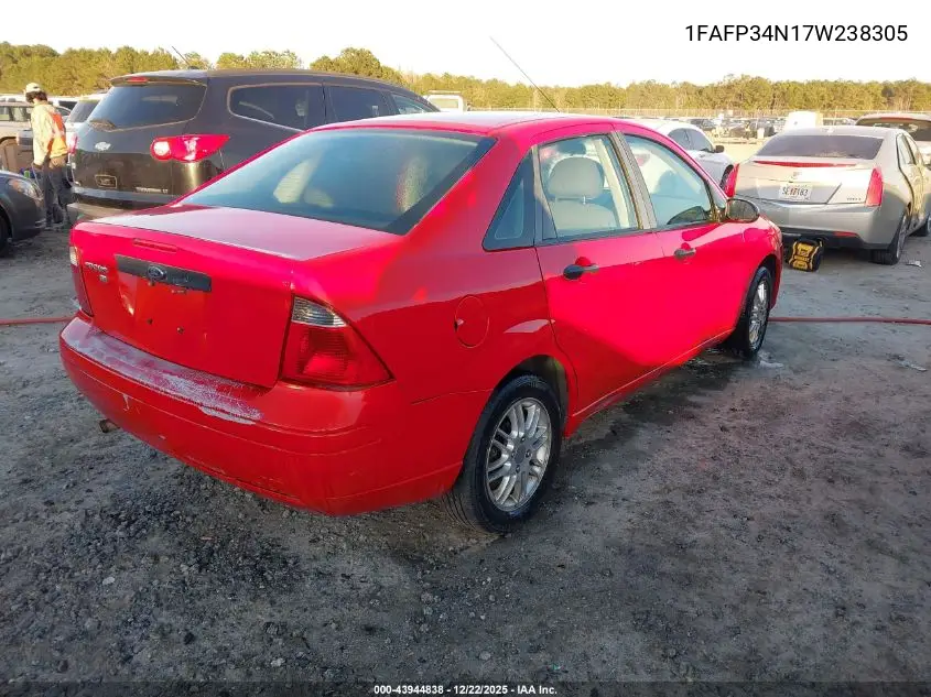 1FAFP34N17W238305 2007 Ford Focus S/Se/Ses