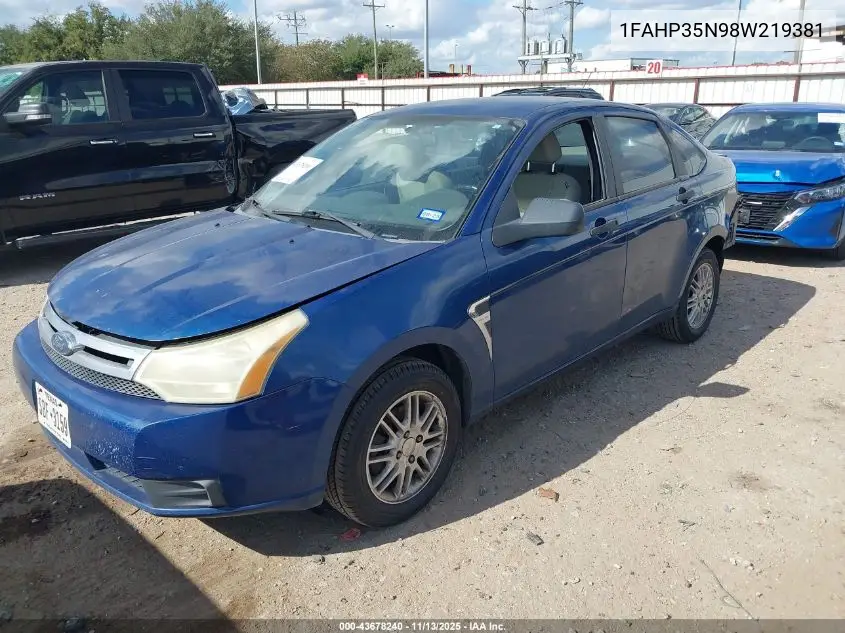 1FAHP35N98W219381 2008 Ford Focus Se/Ses