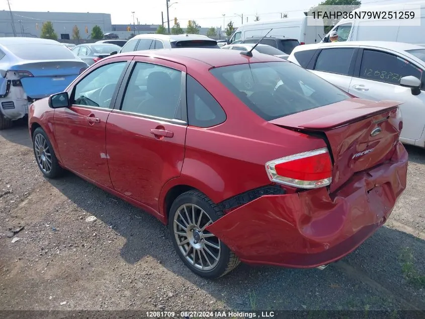 2009 Ford Focus Ses VIN: 1FAHP36N79W251259 Lot: 12081709