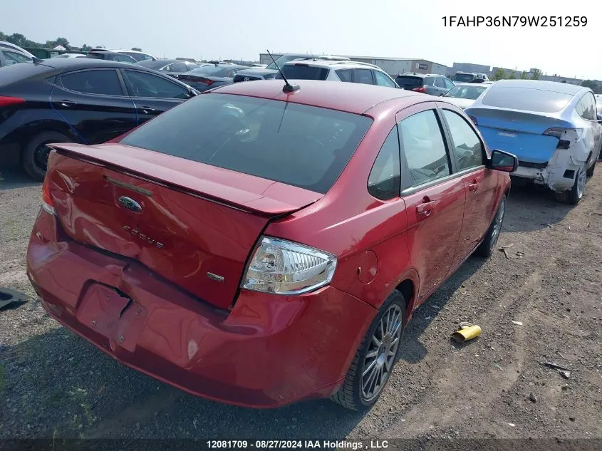 2009 Ford Focus Ses VIN: 1FAHP36N79W251259 Lot: 12081709