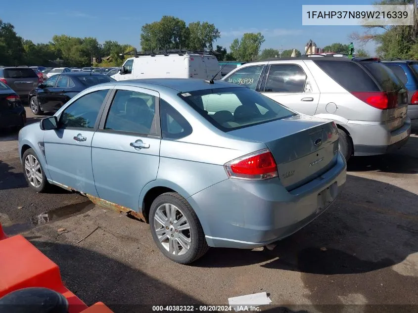 2009 Ford Focus Sel VIN: 1FAHP37N89W216339 Lot: 40382322