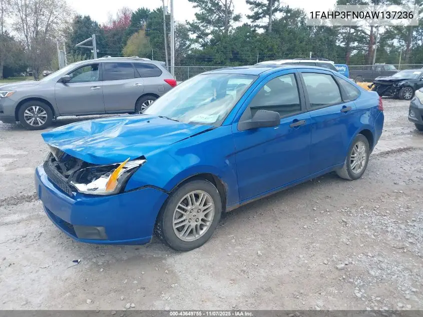 1FAHP3FN0AW137236 2010 Ford Focus Se