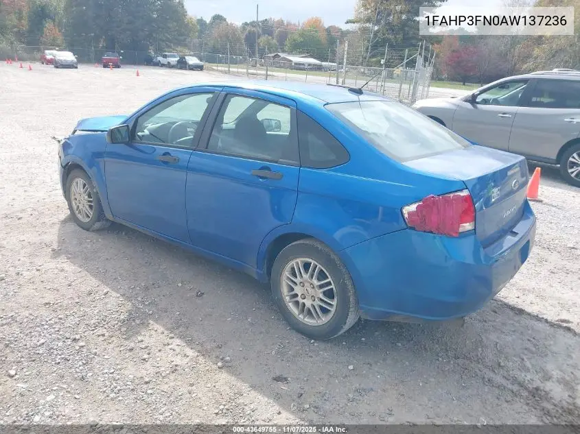 1FAHP3FN0AW137236 2010 Ford Focus Se