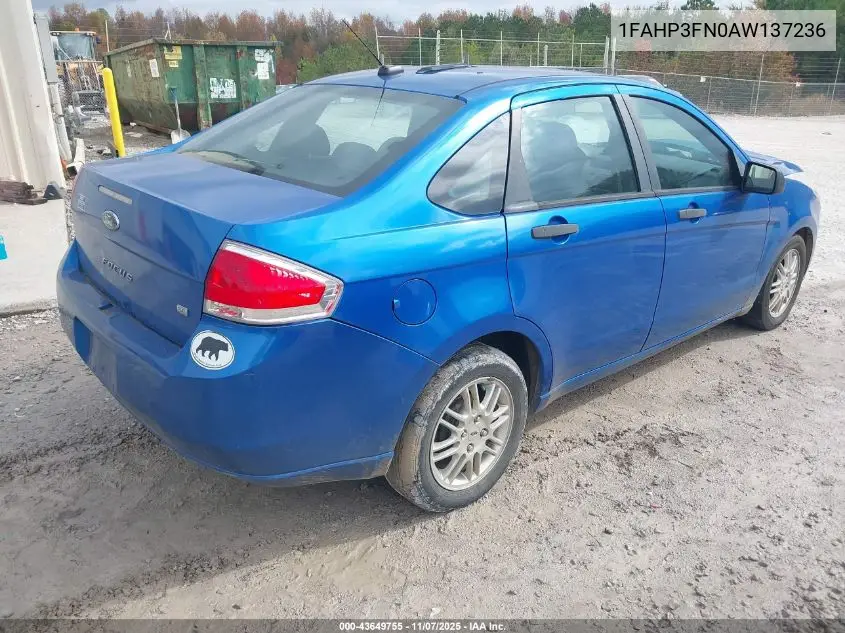 1FAHP3FN0AW137236 2010 Ford Focus Se