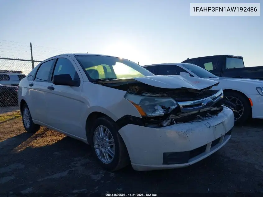 1FAHP3FN1AW192486 2010 Ford Focus Se