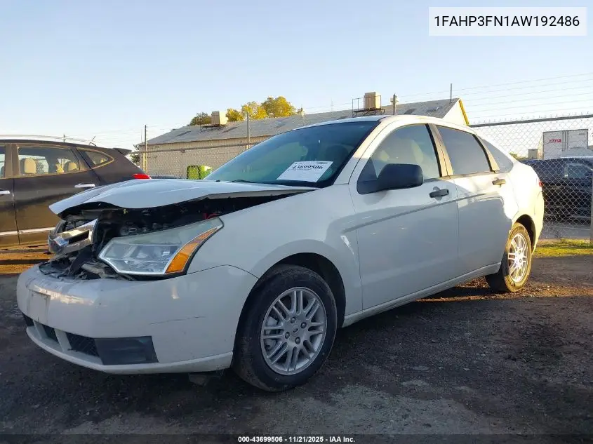 1FAHP3FN1AW192486 2010 Ford Focus Se