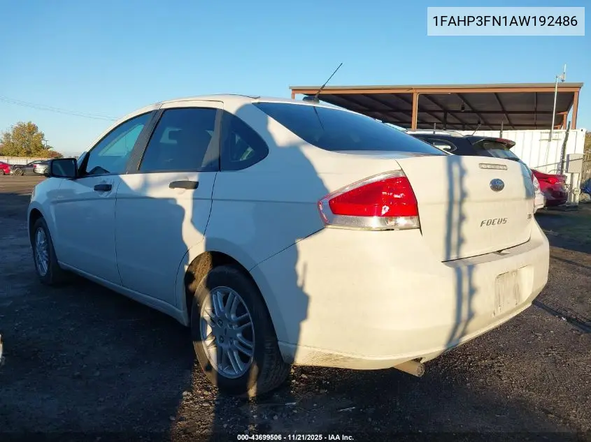1FAHP3FN1AW192486 2010 Ford Focus Se