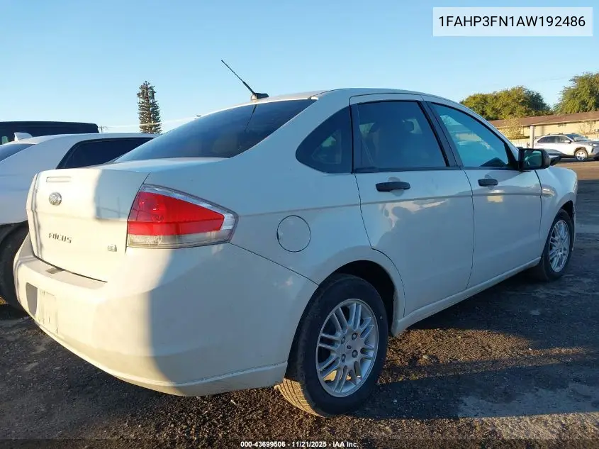 1FAHP3FN1AW192486 2010 Ford Focus Se