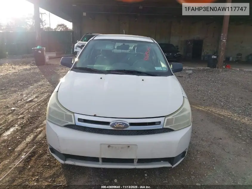 1FAHP3EN0AW117747 2010 Ford Focus S