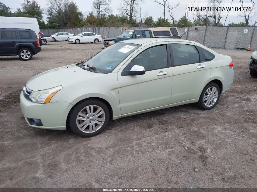 1FAHP3HN3AW104776 2010 Ford Focus Sel