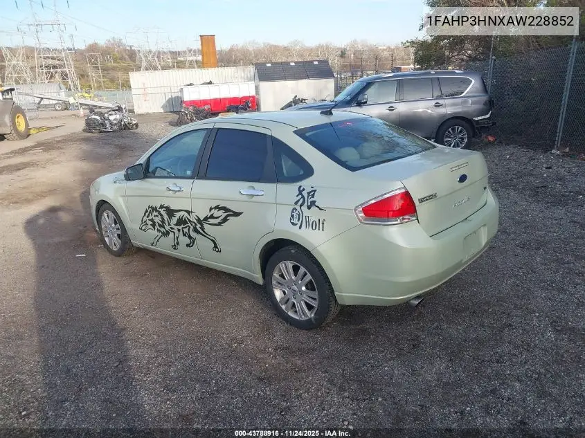 1FAHP3HNXAW228852 2010 Ford Focus Sel