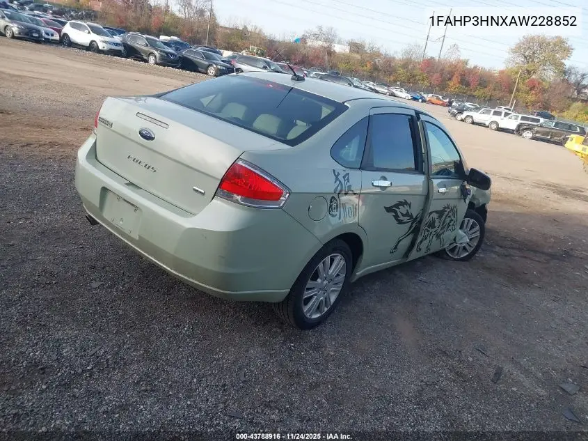 1FAHP3HNXAW228852 2010 Ford Focus Sel