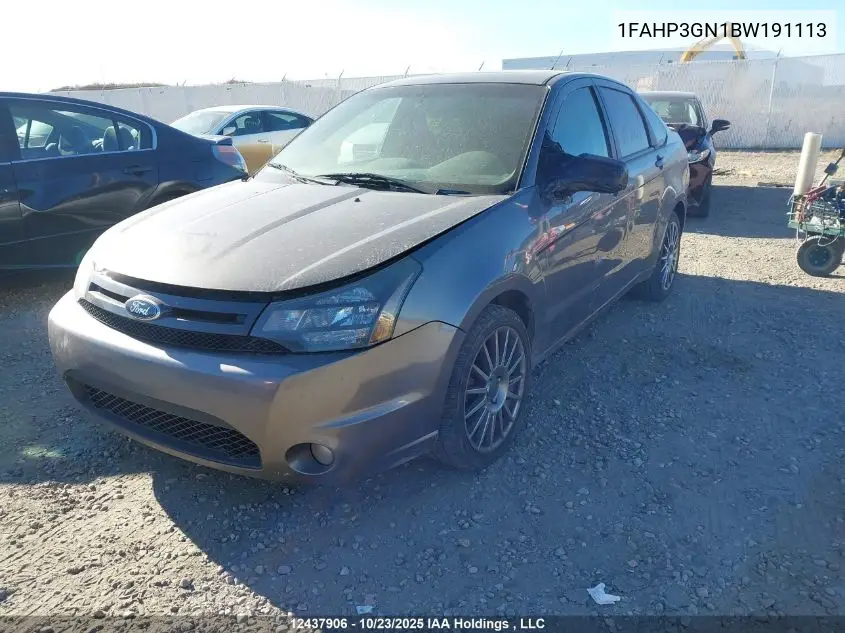 1FAHP3GN1BW191113 2011 Ford Focus Ses
