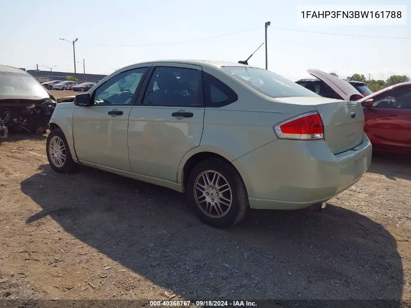 2011 Ford Focus Se VIN: 1FAHP3FN3BW161788 Lot: 40368767