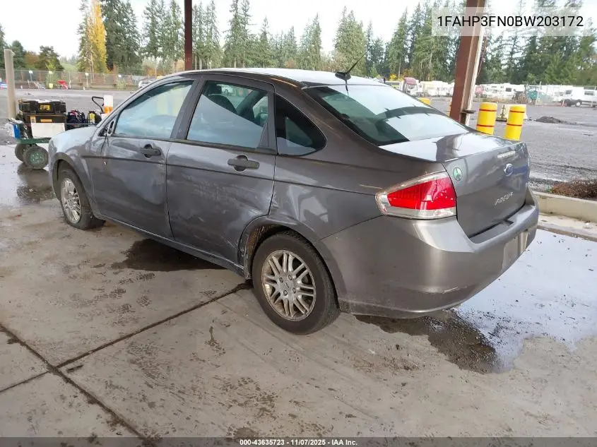 1FAHP3FN0BW203172 2011 Ford Focus Se